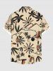 Plus Size Coconut Tree Sun Bird Print Hawaii Button Pocket Shirt For Men -  