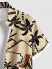 Plus Size Coconut Tree Sun Bird Print Hawaii Button Pocket Shirt For Men -  