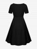 Plus Size Cinched Solid A Line Dress -  