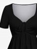 Plus Size Cinched Solid A Line Dress -  