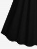 Plus Size Cinched Solid A Line Dress -  