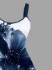 Plus Size Ink Painting Flowers Print Hawaii Tank Dress -  