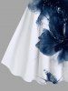 Plus Size Ink Painting Flowers Print Hawaii Tank Dress -  