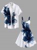 Plus Size Ink Painting Flowers Print Hawaii Tank Dress -  