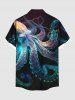 Plus Size Colorful Octopus Print Buttons Pocket Hawaii Shirt For Men -  