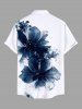 Chemise Fleurs de Peinture à L'Encre avec Poche de Grande Taille avec Boutons pour Hommes - Blanc 6XL
