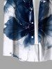Chemise Fleurs de Peinture à L'Encre avec Poche de Grande Taille avec Boutons pour Hommes - Blanc 6XL