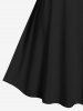 Plus Size Solid Vintage A Line Mini Dress -  