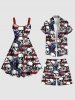 Plus Size Patriotic American Flag Skulls Print Beach Shorts For Men -  