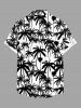 Chemise Hawaiienne Imprimé Cocotier à Deux Tons avec Poches Grande Taille pour Homme - Noir 6XL
