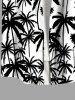 Chemise Hawaiienne Imprimé Cocotier à Deux Tons avec Poches Grande Taille pour Homme - Noir 6XL