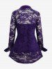 Plus Size Lace Flower Sheer Blouse and Cami Top Set -  
