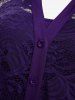 Plus Size Lace Flower Sheer Blouse and Cami Top Set -  