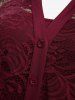 Ensemble de Chemisier Fleur en Dentelle Transparente de Grande Taille avec Haut à Bretelle - Rouge foncé 3X | US 22-24