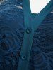 Plus Size Lace Flower Sheer Blouse and Cami Top Set -  