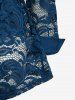 Plus Size Lace Flower Sheer Blouse and Cami Top Set -  