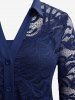 Plus Size Lace Flower Sheer Blouse and Cami Top Set -  