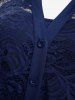 Plus Size Lace Flower Sheer Blouse and Cami Top Set -  