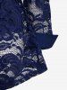 Plus Size Lace Flower Sheer Blouse and Cami Top Set -  