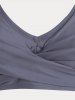 Maillot de bain bikini trois pièces croisé à imprimé tête de mort et rose, grandes tailles et formes généreuses. - Gris 2X