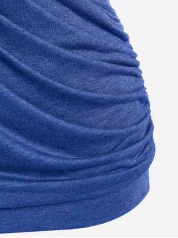 Plus Size Lettuce Ruched Chain Embellished Plunging Blouson Tee