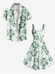 Ombre Flower Print Plus Size Matching Hawaii Beach Outfit For Couples -  