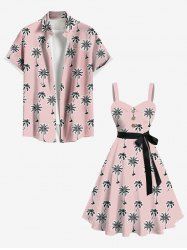 Coconut Tree Print Plus Size Matching Hawaii Beach Outfit For Couples -  