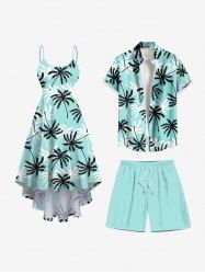 Coconut Tree Print Plus Size Matching Hawaii Beach Outfit For Couples -  