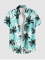 Plus Size Coconut Tree Print Buttons Pocket Hawaii Shirt For Men -  