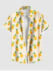 Chemise Hawaïen Ananas Imprimé avec Poche de Grande Taille avec Bouton - Jaune S