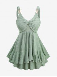 Plus Size Ruffles Twist Textured Ribbed Tank Top -  