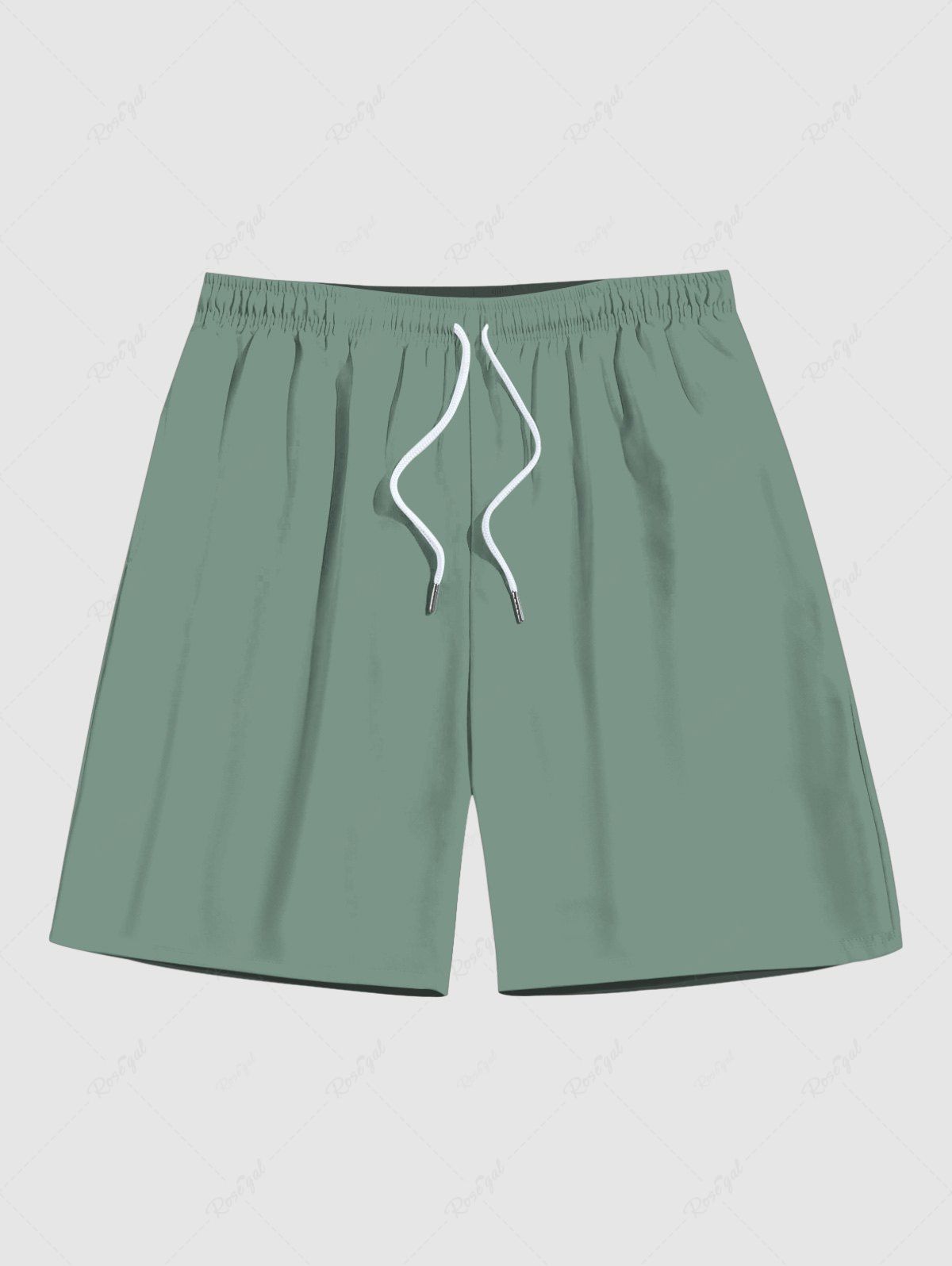 Chic Plus Size Drawstring Solid Beach Shorts For Men  