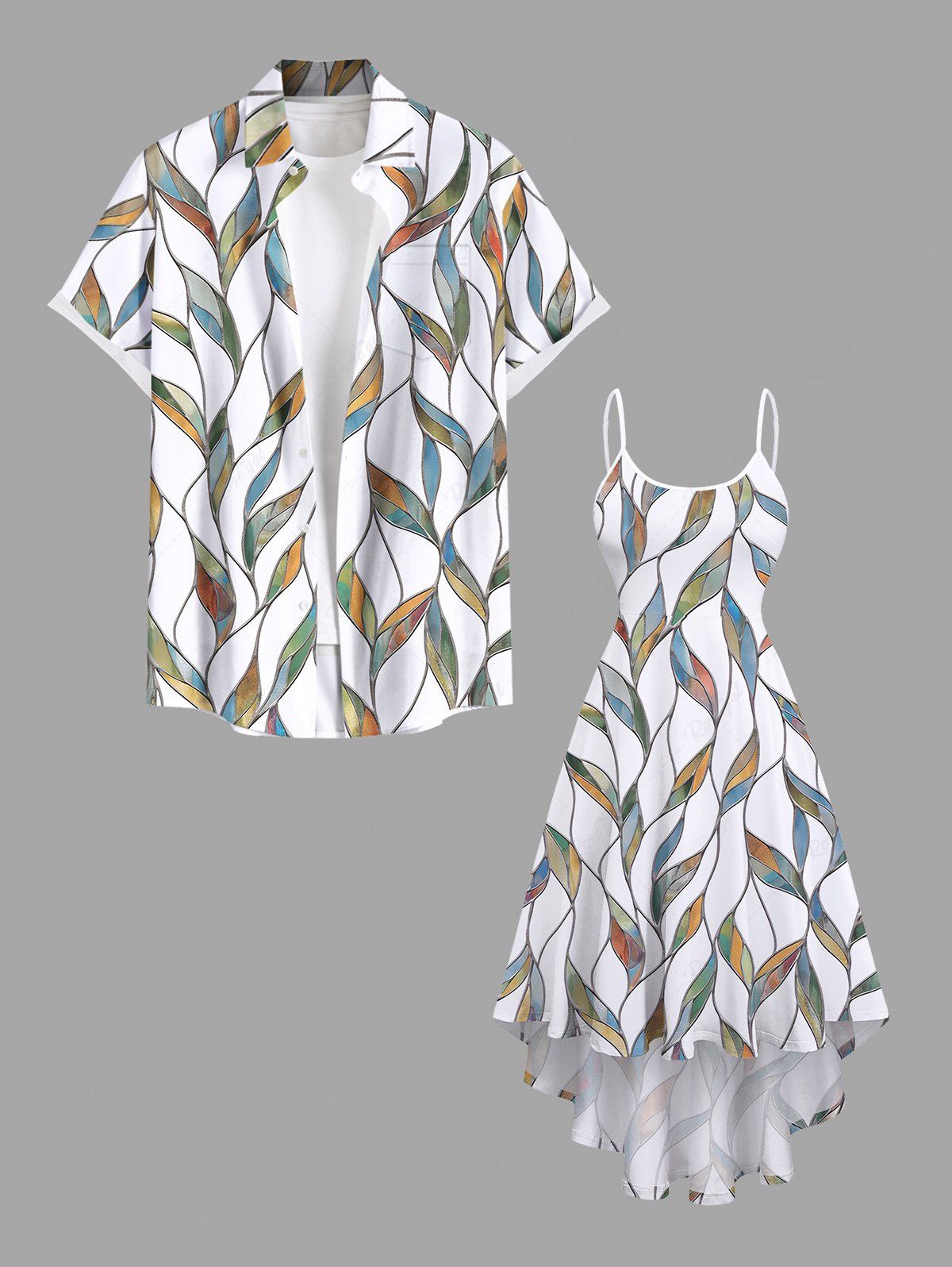 Costume de la Plage Contrastant Grande Taille à Imprimé Branche et Feuilles pour la Plage Blanc 