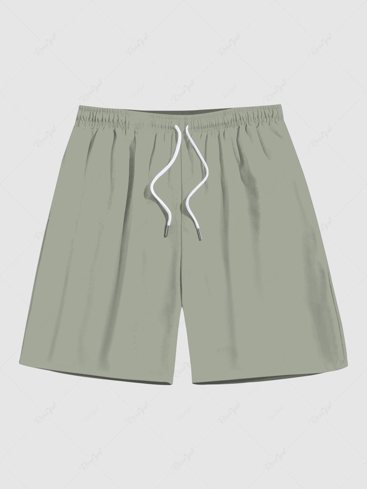 Best Plus Size Green Solid Color Hawaii Beach Shorts For Men  