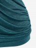 Plus Size Lettuce Ruched Chain Embellished Plunging Blouson Tee -  
