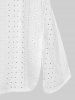 Button Laser Cut Split T-shirt and Scalloped Tassel Flare Pants Plus Size Outfit -  