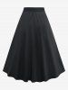 Flower Leaf Print Twist 2 in 1 Blouse and Skull Mesh Bowknot Tied A Line Skirt Plus Size Outfit -  