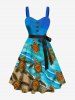 Tenue de Plage Adorable à Imprimé Tortue Marine pour Couples et Plage - Bleu 