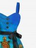 Tenue de Plage Adorable à Imprimé Tortue Marine pour Couples et Plage - Bleu 