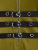 Plus Size Grommets Lace Up Buckles Zipper High Low Midi Dress -  