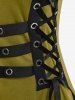 Plus Size Grommets Lace Up Buckles Zipper High Low Midi Dress -  