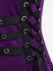 Plus Size Grommets Lace Up Buckles Zipper High Low Midi Dress -  