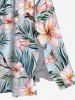 Robe Mi-Longue Hawaïen Fendue Fleur et Feuille Tropicale Imprimées de Grande Taille - Bleu clair XS