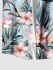 Plus Size Tropical Flowers Leaf Print Buttons Pocket Hawaii Shirt For Men -  
