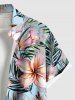 Plus Size Tropical Flowers Leaf Print Buttons Pocket Hawaii Shirt For Men -  