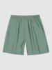 Plus Size Drawstring Solid Beach Shorts For Men -  
