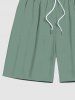 Plus Size Drawstring Solid Beach Shorts For Men -  