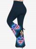 Plus Size Glitter Heart Patriotic American Flag Print Flare Pants -  