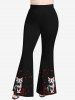Pantalon Evasé Chat Imprimé de Grande Taille - Noir S