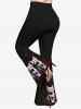 Pantalon Evasé Chat Imprimé de Grande Taille - Noir S